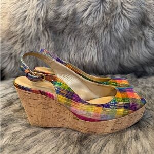 Stuart Weitzman Multicolor Wedge Sandals Size 8